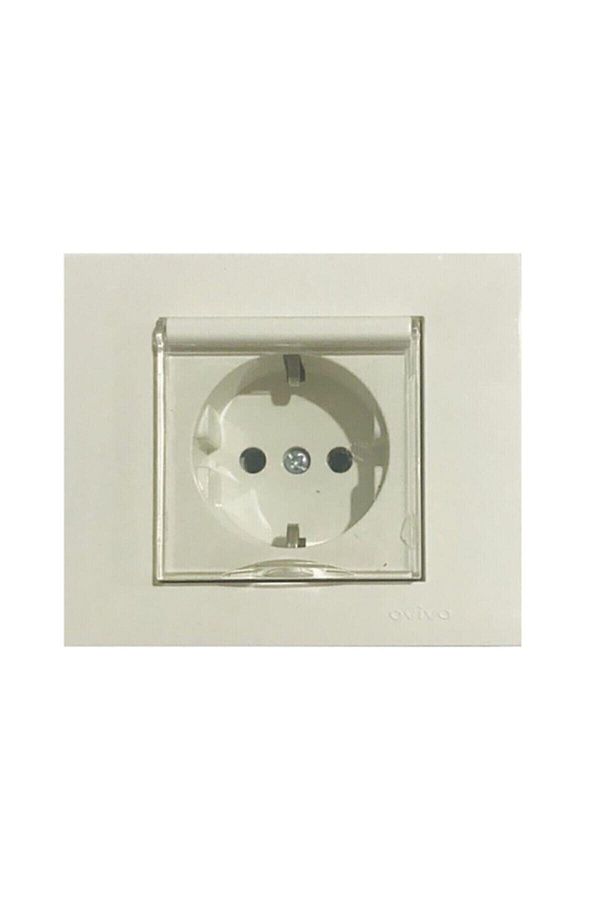 OVİVO-Mina Covered Grounded Socket Child Proof White Frameless 1