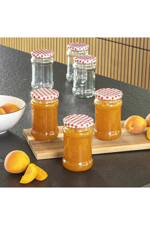 Viwares-Einmachglas 315 ml, rund, 6er Set in klassisch-zeitlosem Karo-Design 1