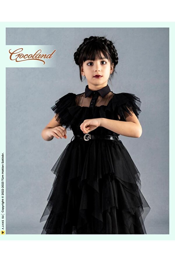Gocoland Wednesday Kostüm Siyah Renk Elbisesi