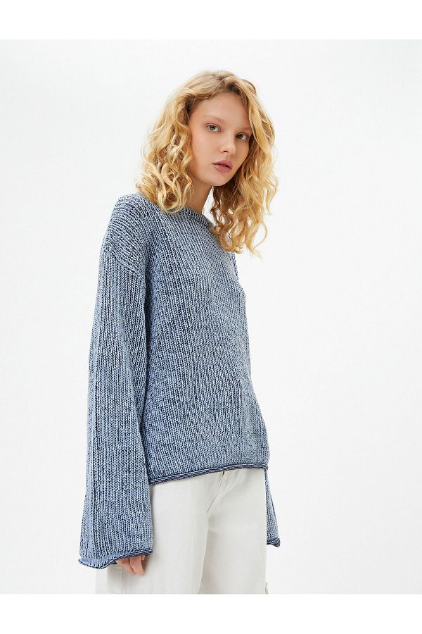 Koton-Knitwear Sweater Wide Long Sleeve Crew Neck 1