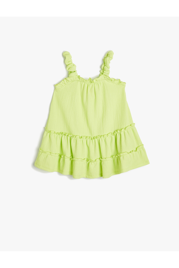 Koton Askılı Elbise Fırfırlı Detaylı Katlı