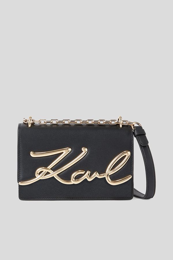 Karl Lagerfeld-Schwarze Damen-Umhängetasche aus Leder, 19 x 12,5 x 8,5 cm, 235 W 3062997 1