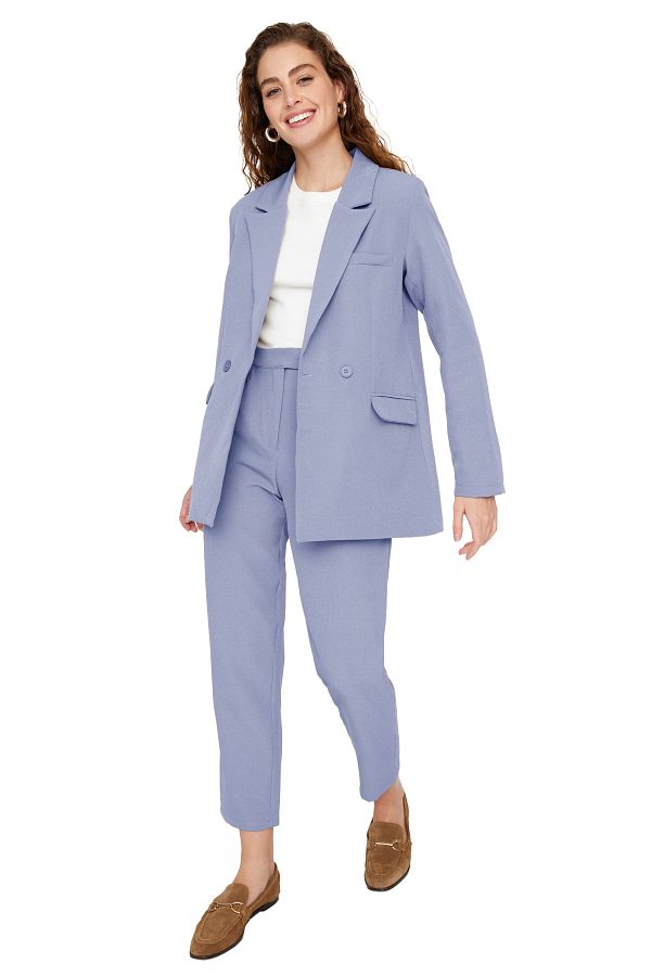 Trendyol Modest-Jasnoniebieski zestaw marynarka i spodnie - Woven Tctaw23Us00132 1