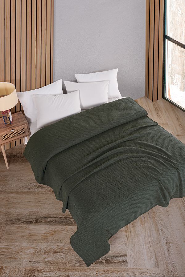 Evim-Cotton Maya Pique Bedspread Single Khaki 160X230 cm 1