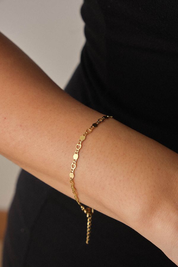 ESBAFLOR-Steel Thin Sequin Bracelet Hex Chain Tarnish Free 17+4cm 3mm Suitable for Daily Use 1