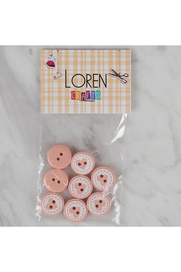 sylar-Loren Crafts Puppy 8Pcs Heart Button - 471 1