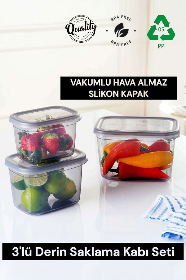 QLUX IDEAS-Colony Extra Set of 3 Deep Storage Containers - 800ml, 1300ml, 2300ml 1