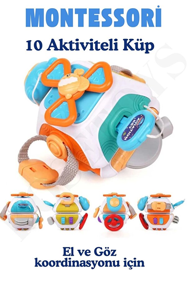 kosetoys Bebek  Oyuncak Montessori Küp 10 Aktiviteli El ve Göz Koordinasyonu