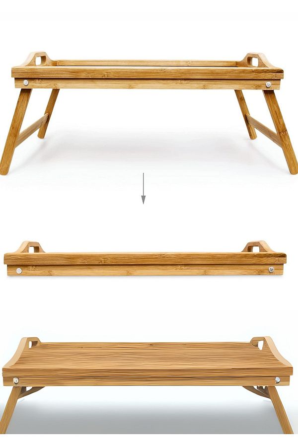 Kaşbaşı Home-Folding Leg Bed Enjoyment Tray and Tea Coffee Catering Tray with Rectangular Handles 1