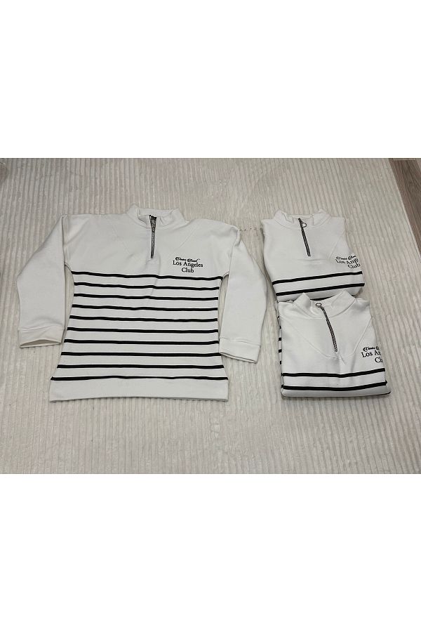 Butik-White Los Angeles Printed Sweatshirt with Half Zip 1