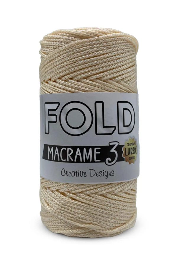 FOLD-Polyester Glitter Macrame String - No:3 Cream 028 1 mm - 100 Gr - 115 m Supla String Bag String 1