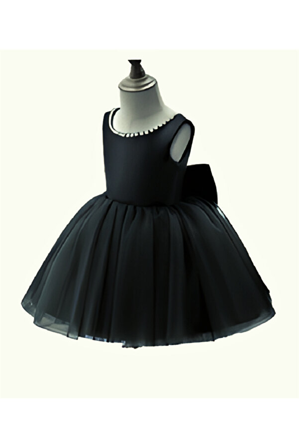 HSNLİFE Kız Bebek  Yaka ve Fiyonk İncili  Elbise  Doğum günü Elbise Kız Çocuk  Abiye  Zarif Prenses Elbise