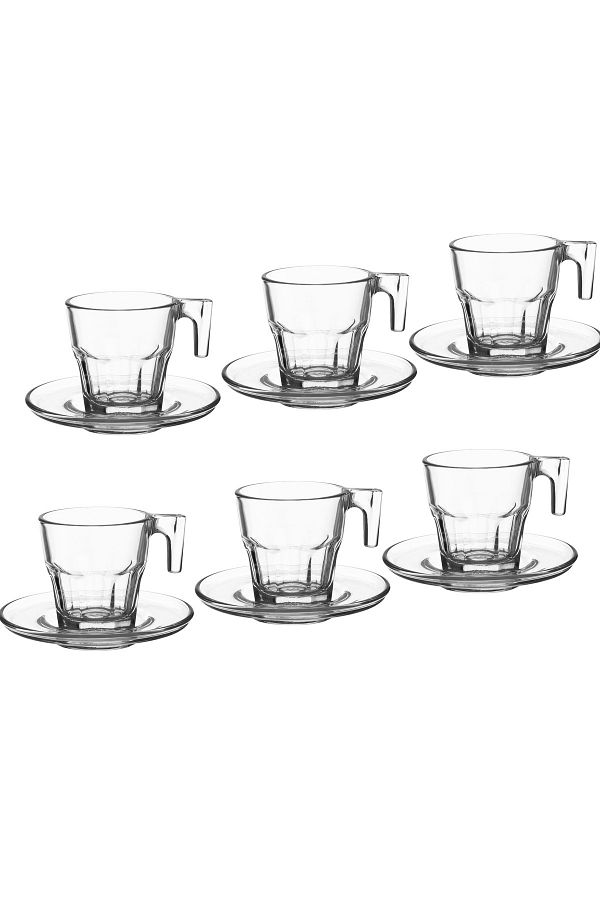 Pasabache-A Coffee And Espresso Set Consisting Of 6 Cups + 6 Saucers Made Of Turkish Crystal 1