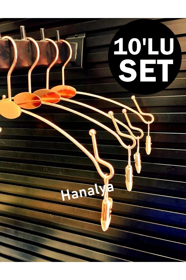 HANALYA-شماعة ملابس داخلية معدنية مطلية بالذهب الوردي (النحاس) شماعة ملابس ليلية (10 قطع) 1