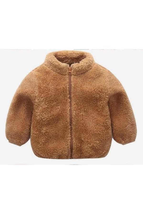 BEBEĞİME ÇORAP Dik Yaka Peluş Fermuarlı Çocuk Hırka