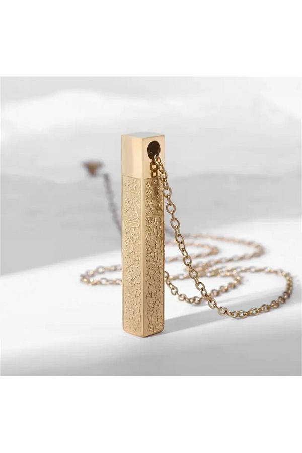 PİRAMİGO-1Pcs, Stainless Steel Verse Hand-Kursis Cube Necklace 1