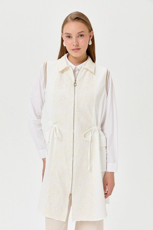 Nihan-Ecru Color Comfortable Vest 1