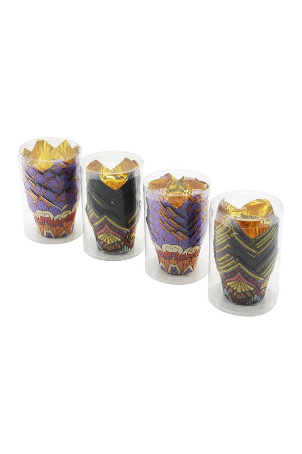 Qirora-20 Pcs Gold - Foil Round - Thick - Ears Muffin Paper Cake Capsule (4614) 1