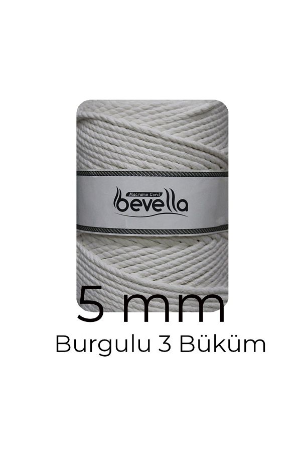 Bevella Macrame Cord-Ecru Twisted 5 mm 3 Twist 1 kg Macrame Lanyard Swing Hammock Lanyard 1