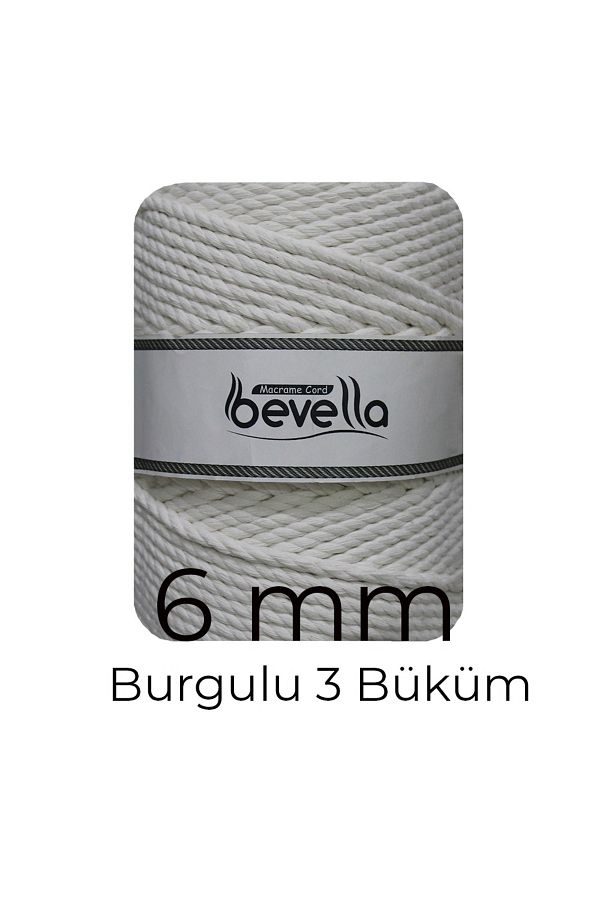 Bevella Macrame Cord-6 mm Macrame Lanyard - 3 Twist, 10 Meters Twisted 1