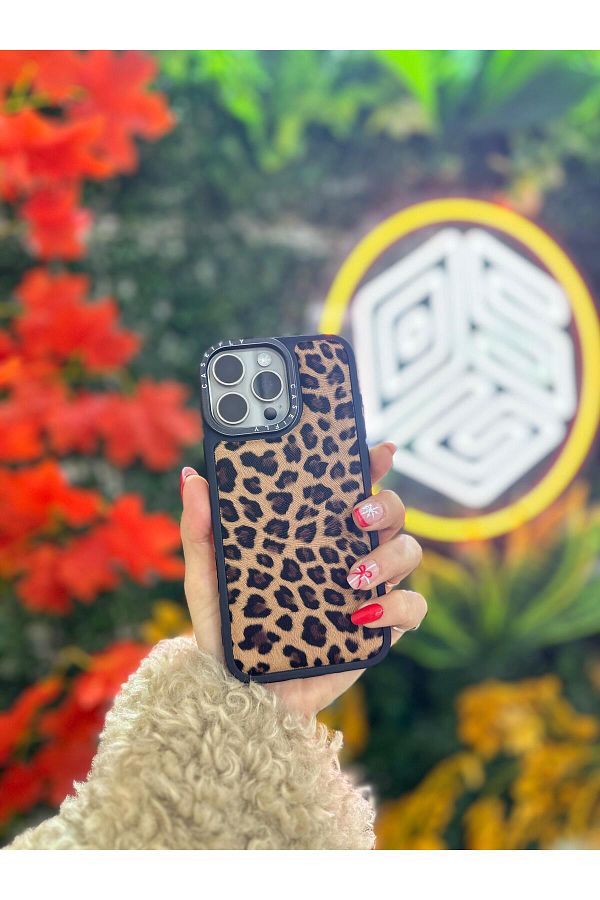 OSG-iPhone 12 Pro Max Compatible Case Leopard Pattern Embossed Patterned Shock Absorbing Luxury Phone Case 1