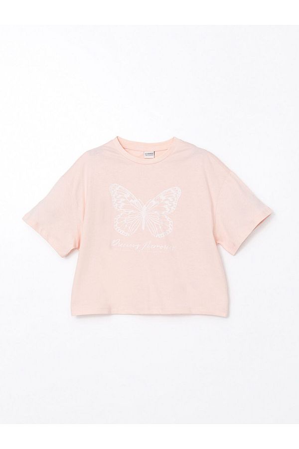 LC Waikiki-Lcw Crew Neck Girl's Crop T-Shirt 1