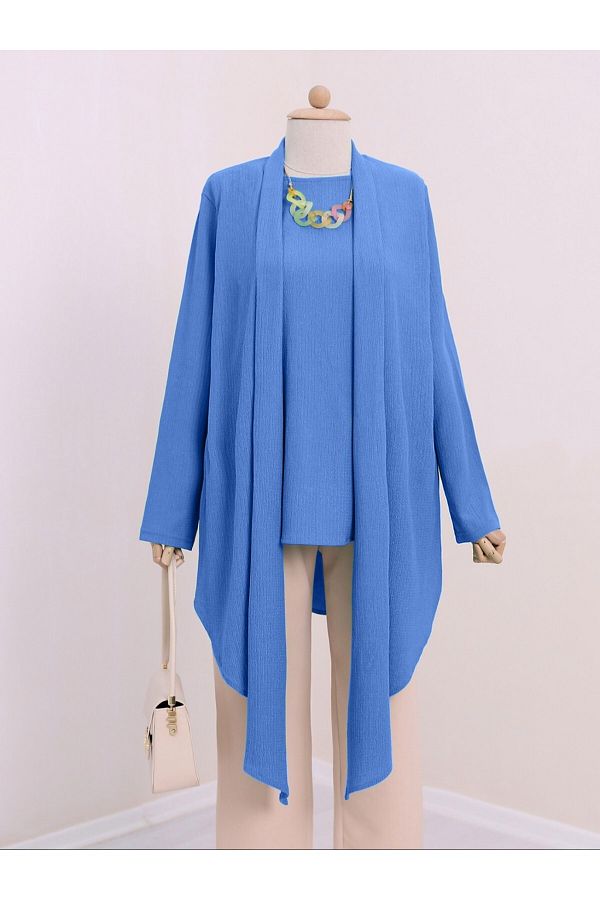 Modamorfo-Κολιέ με λαιμόκοψη ασύμμετρης κοπής Crinkle Tunic - σκούρο μπλε 1