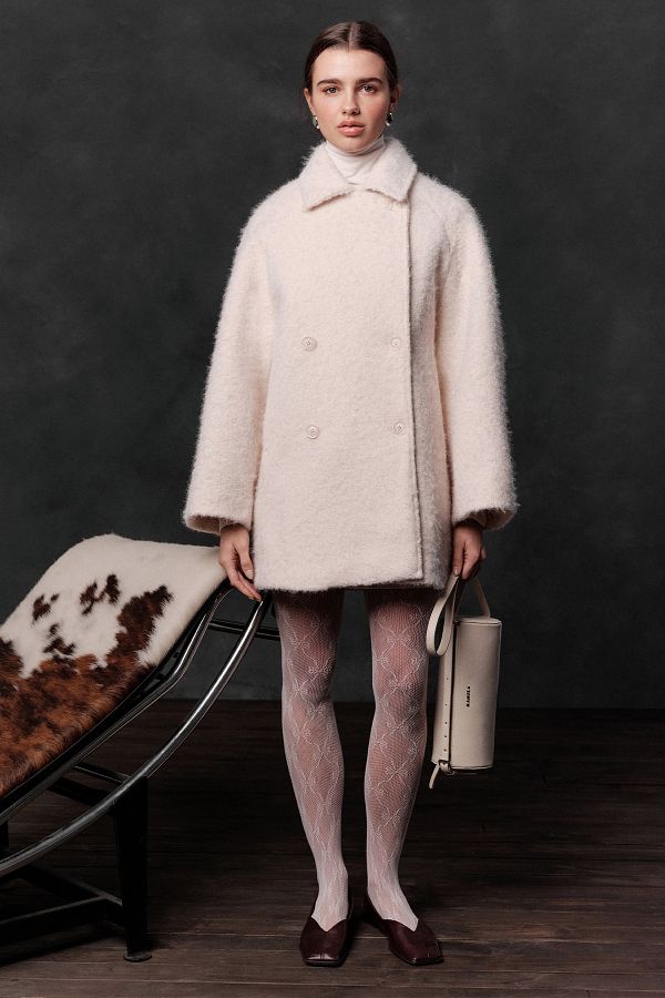 Manuka-Ecru Stamp Double Breasted Coat 1