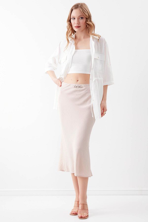 Vitrin-Midi Skirt with Front Chain Detail 1