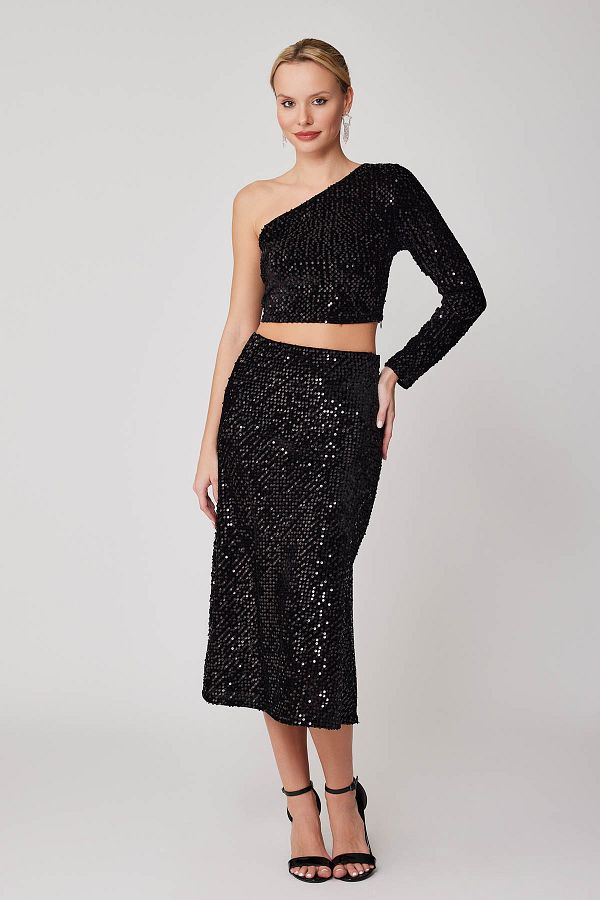 Vitrin-Sequin Midi Skirt 1