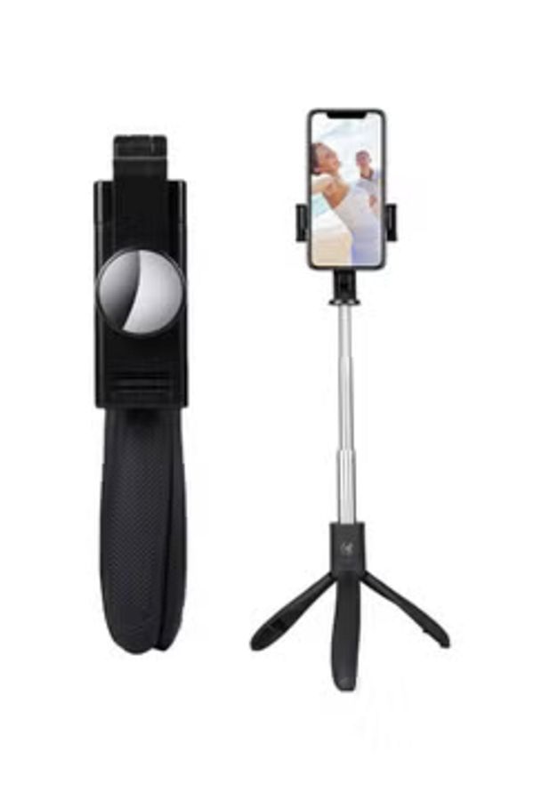 Primo Plus-Tripod Extendable Selfie Stick With Bluetooth Remote Black 1