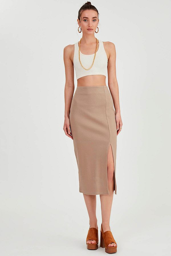 Vitrin-Midi Skirt with Slits 1