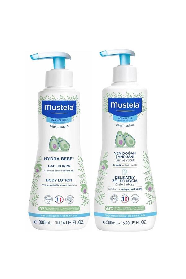 Mustela Yenidoğan Saç Ve Vücut Şampuanı 500 ml + Hydra Bebe Vücut Losyonu 300 ml