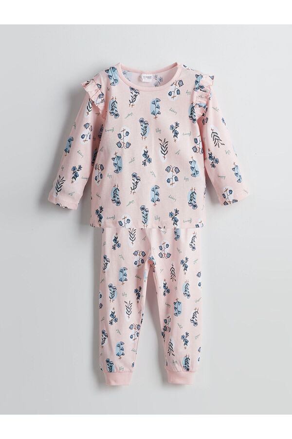 LC Waikiki GiyÇık Store Pembe Bisiklet Yaka Çiçekli Kız Bebek Pijama Takımı