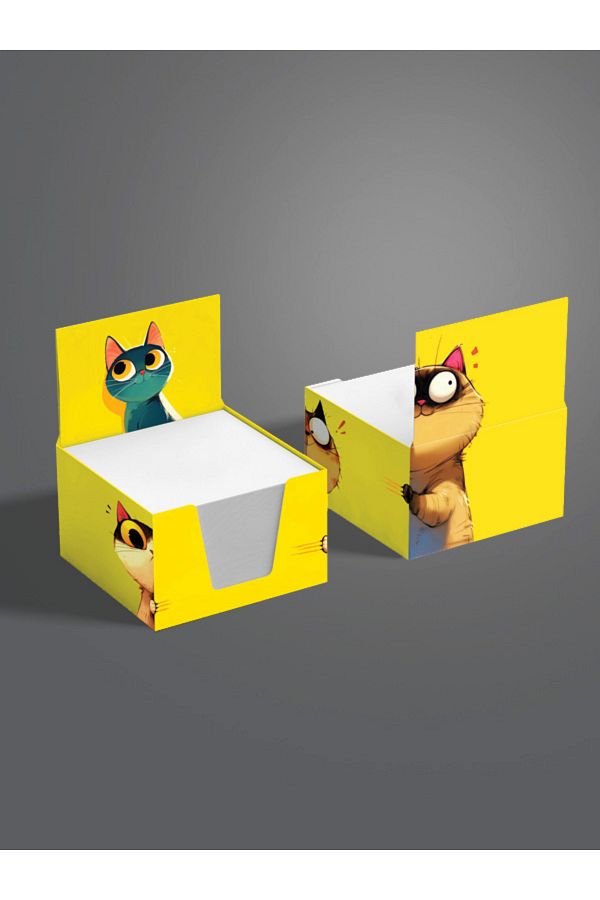AYKUT OFSET-5Pcs,Cat Design Cube Memo Pad,Boxed Block Note,Note Paper,Note Holder,Cube Note Paper 500, 8X8 1