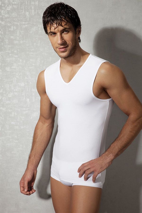 Doreanse-Tricou pentru bărbați modal cu decolteu în V cu mâneci zero 2210 1