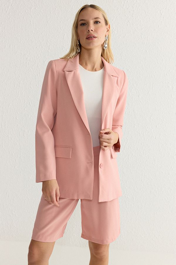 Trendyol Collection-Тъкано сако с розова подплата Twoss25Bc00007 1
