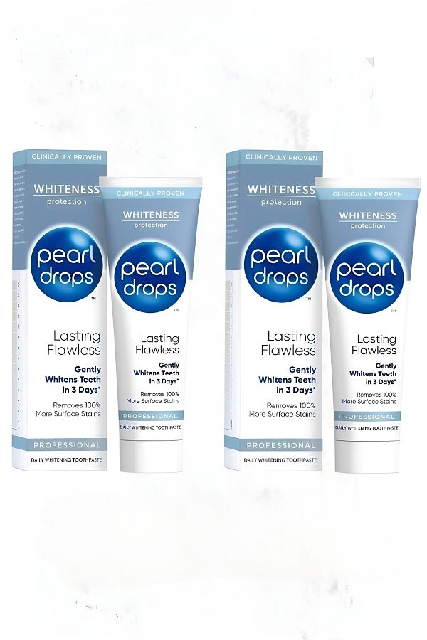 Pearl Drops-لاستينج - قطعتان - مع الكالسيوم، خاصية مضادة للشيخوخة، مزيل العيوب، معجون أسنان مبيض فعال في 3 أيام 75 مل 1