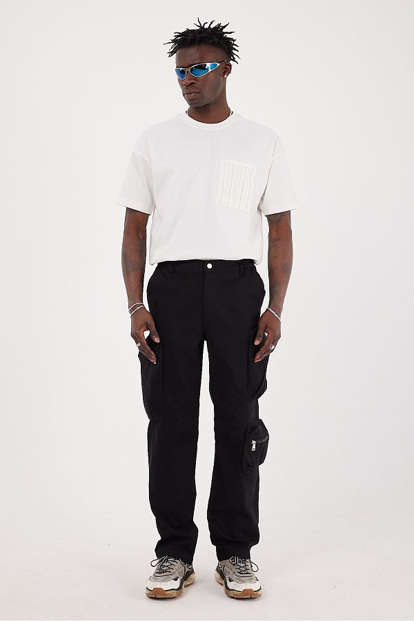 EKSİ-1-Black Baggy Fit Men's Trousers - Bag Pocket 1