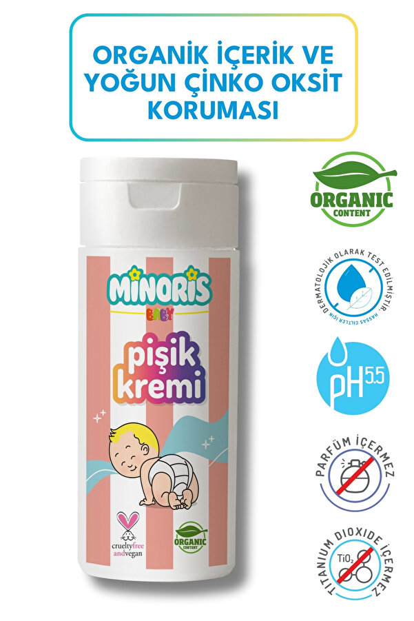 Minoris Baby Pişik Kremi 55 gr Vegan Sertifikalı Organik Içerik