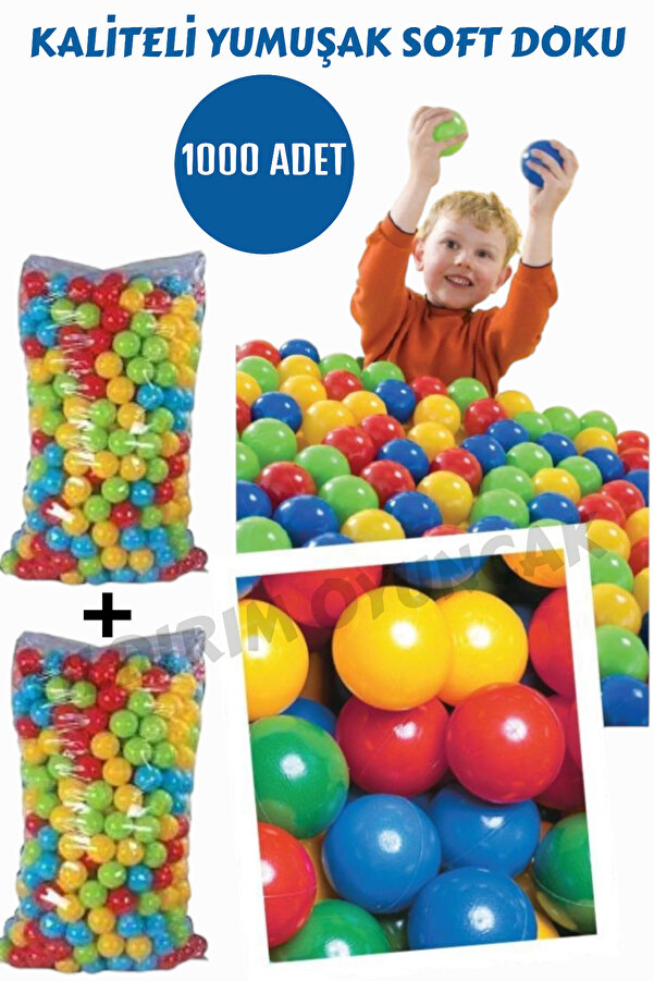 YILDIRIM OYUNCAK Kaliteli Yumuşak Soft Doku 1000 Adet Havuz Topu -  Filede Oyun Havuz Topları 6 cm