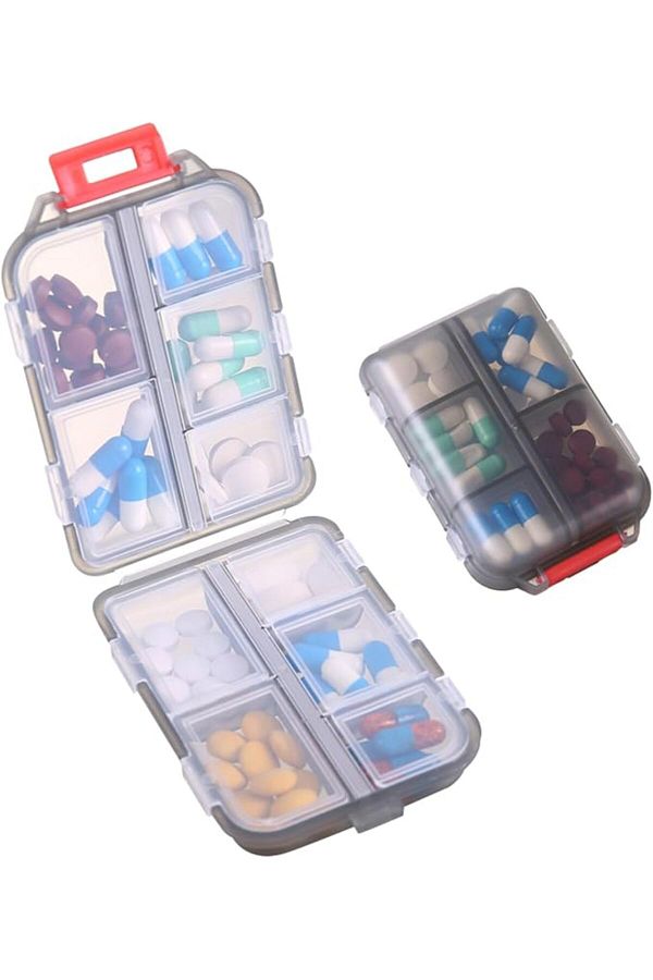 Arabest-10 Compartments Travel Pill Case, Compact and Portable Pill Box, Perfect for On-The-Go Storage 1