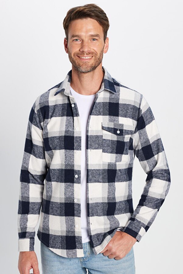 Tudors Men's Slim Fit Slim Fit Lumberjack Single Pocket Checked