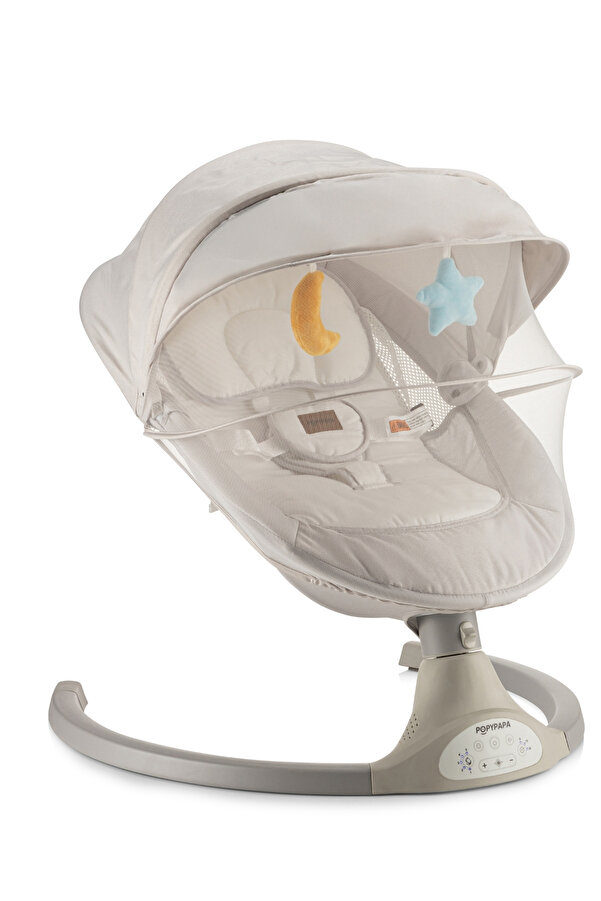 Hoffie Popypapa Mercury Elektrikli Otomatik Sallanan Kademeli Bebek Ana Kucağı,oyuncaklı,white/gri