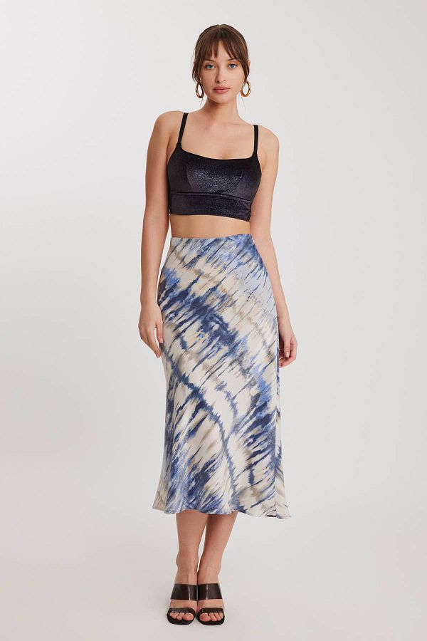 Vitrin-Shiny Pattern Midi Skirt 1