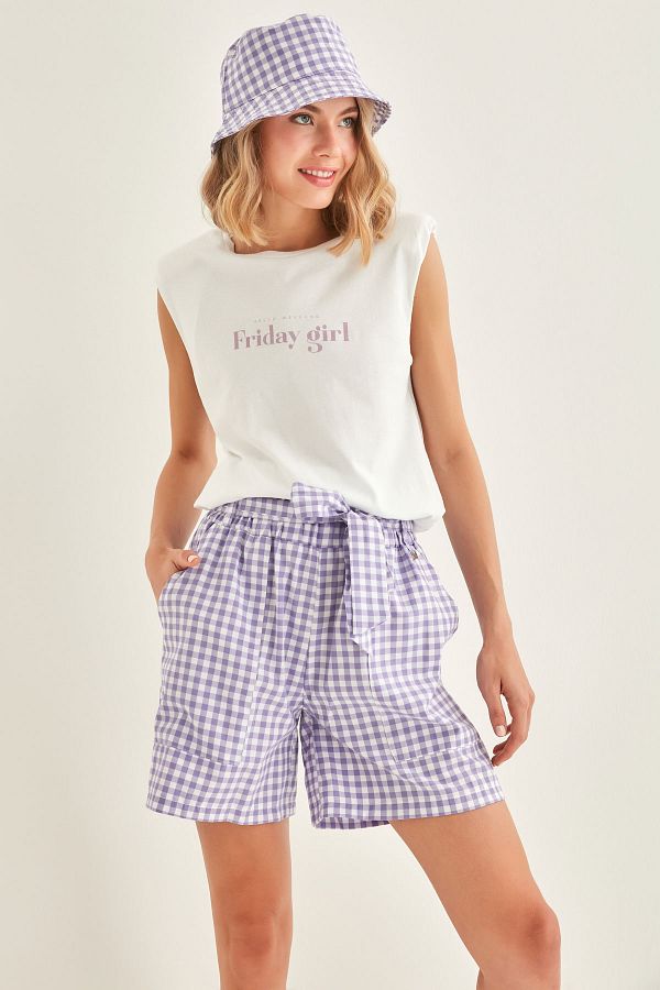 Vitrin-Gingham Patterned Shorts 1