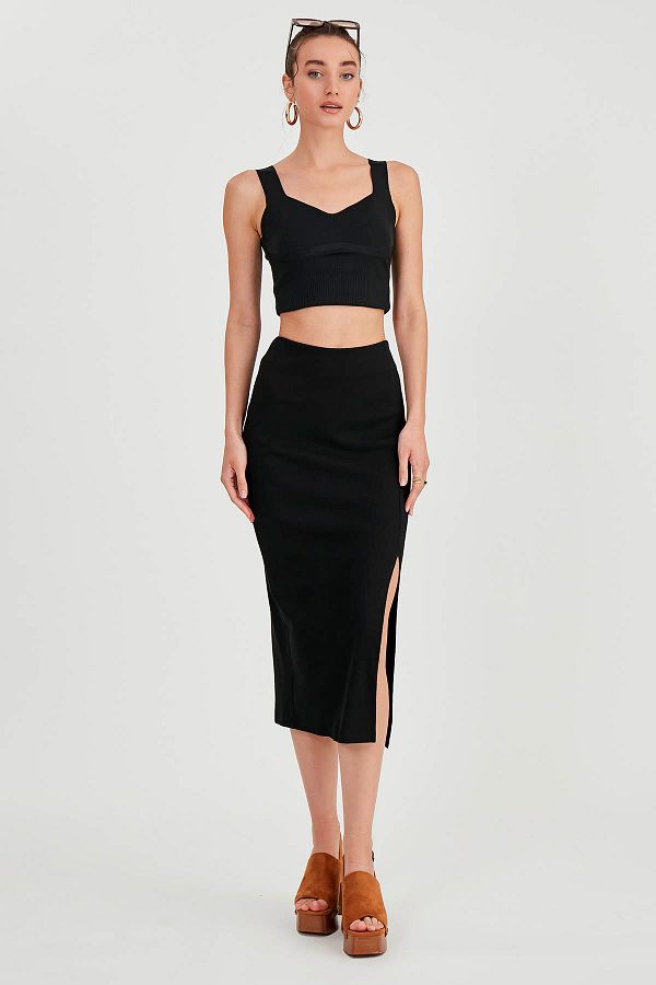 Vitrin-Midi Skirt with Slits 1