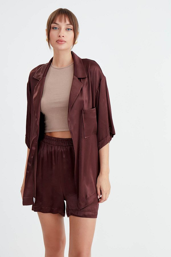 Vitrin-Shiny Satin - Elastic Waist Shorts 1