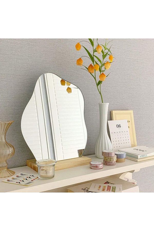 Arabest-Makeup Mirror for Desk, with Stand Aesthetic Vanity Mirror, Frameless Table top and Minimal Spaces 1