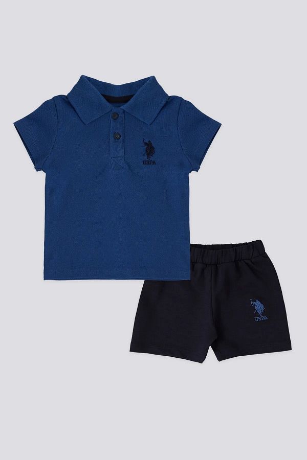 U.S. Polo Assn.-قاعدة. طقم طفل رضيع من Polo Assn بياقة كوبالت مرخصة 1